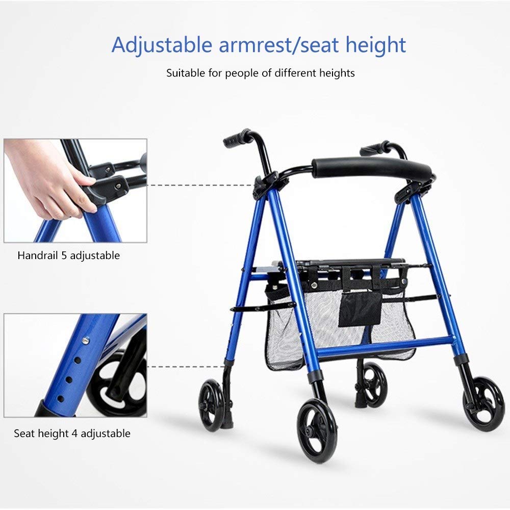 Sedie a rotelle manuali Sedia a rotelle leggera per anziani esigenze di mobilità Scooter Spinta a mano Sedia a rotelle Walker per anziani con poggiapiedi Sedia a rotelle pieghevole con braccioli
