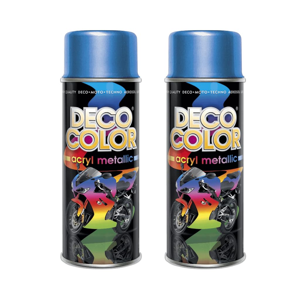 DECO COLOR METALLIC GLITTER SPRAY PAINT 400ml UNIQUE METALIZED EFFECT DIY BIKE MOTO CRAFT ART (blue)