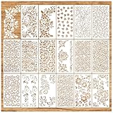 Floral Stencils for Crafts, Texture Leaf Background Stencils for Painting on Wood Reusable Border Art Paint Stencil and Patterns for Wall Scrapbook Cookie Canvas Furniture(Floral)