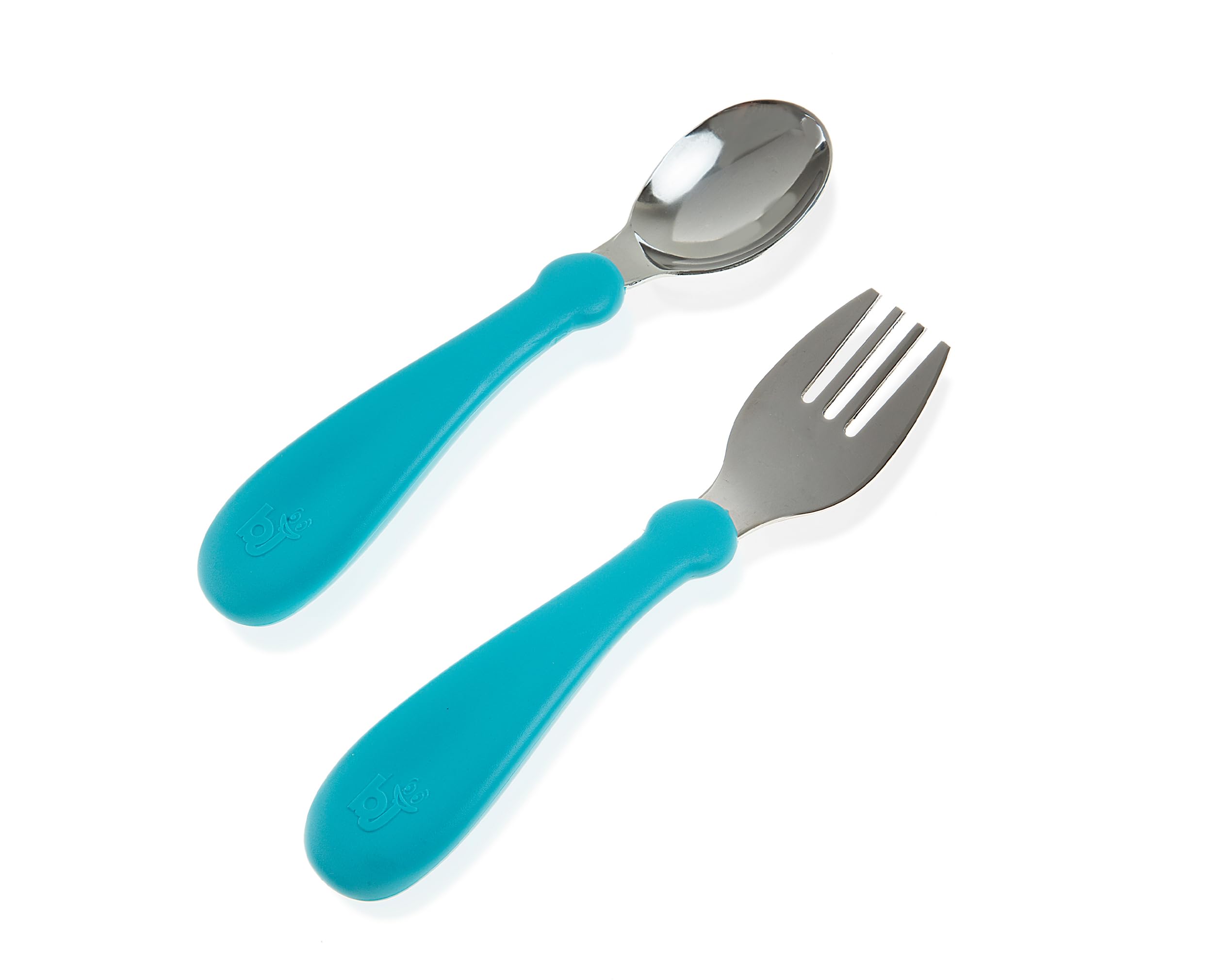 BabyJem Set Posate Bambino: Forchetta E Cucchiaio In Acciaio Inox Con Manici In Plastica, Blu, Lavabili In Lavastoviglie