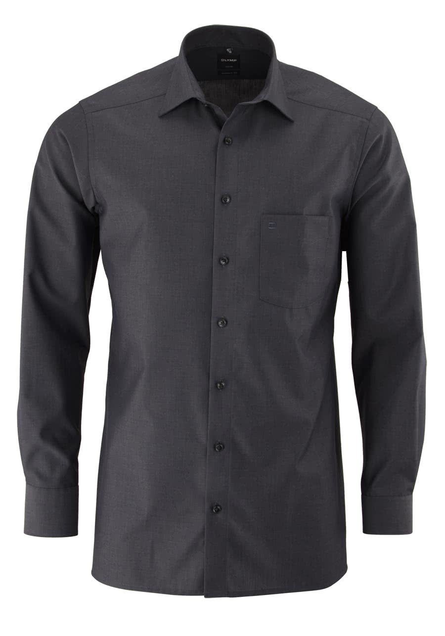 Men Shirt Long Sleeve Luxor,Plain,Regular Fit,Classic,Anthrazit 67,45