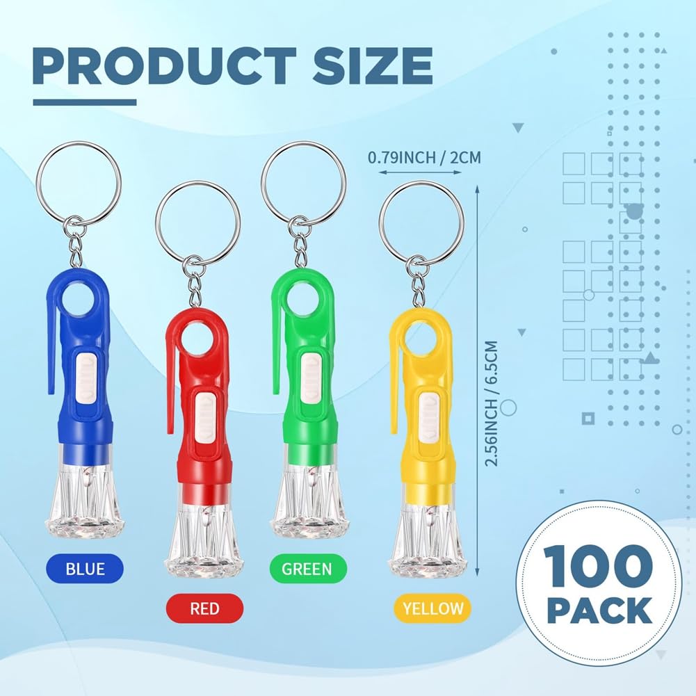 Lot De 100 Mini Lampes Torches LED Porte-clés - Idéal Cadeaux, Camping, Randonnée - Taille Ultra Compacte