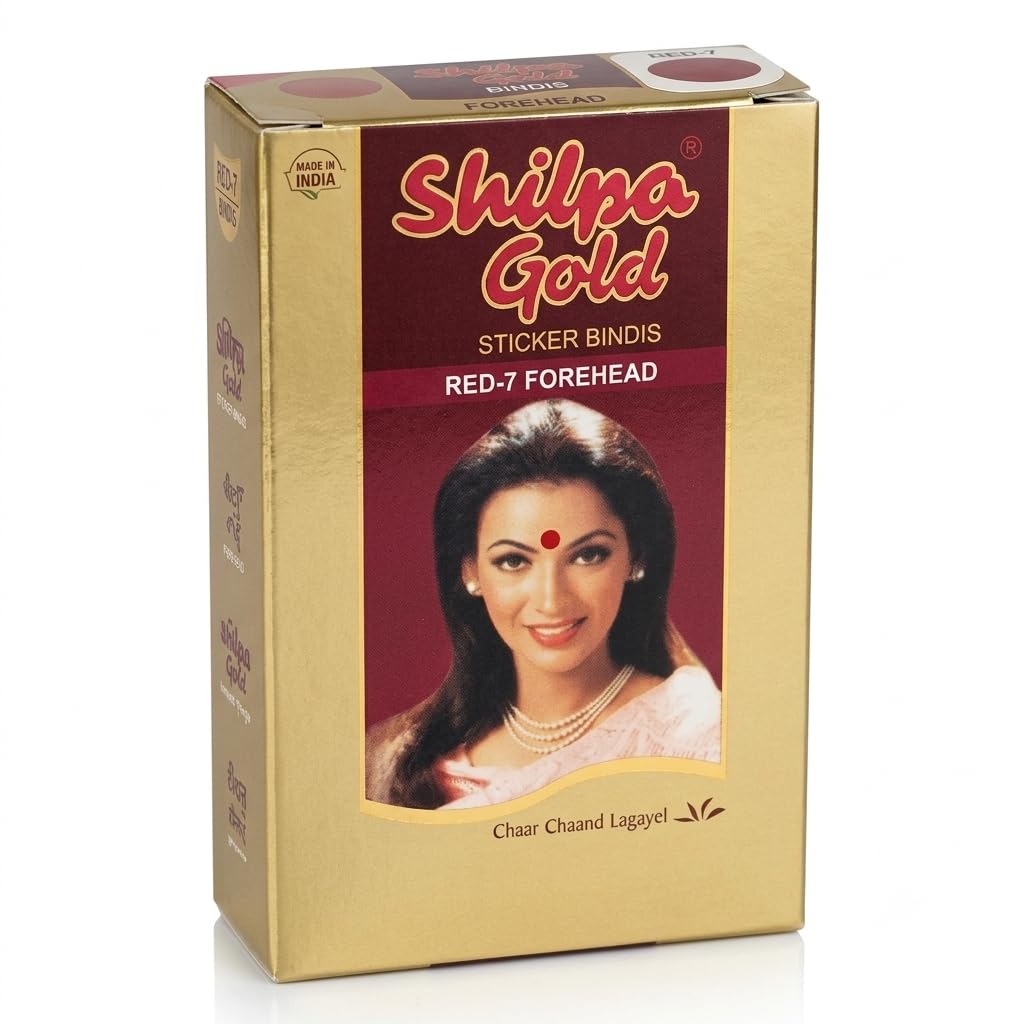 (7 Sheet, Box Pack of 1) Shilpa Vive Sticker Kumkum Red Bindi | Self-Adhesive Round Forehead Bindis for Women & Girls-picture-11