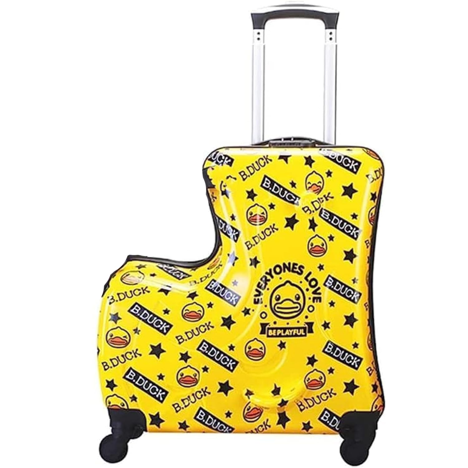 Children's Ride-On Suitcase,Travel Rolling Kid's Luggage, Children Trolley Hard Shell Carry on Luggage,Travel Suitcase with Safety Belt & Telescoping Handle,Children's Day Gift (20 Inch) - Yellow