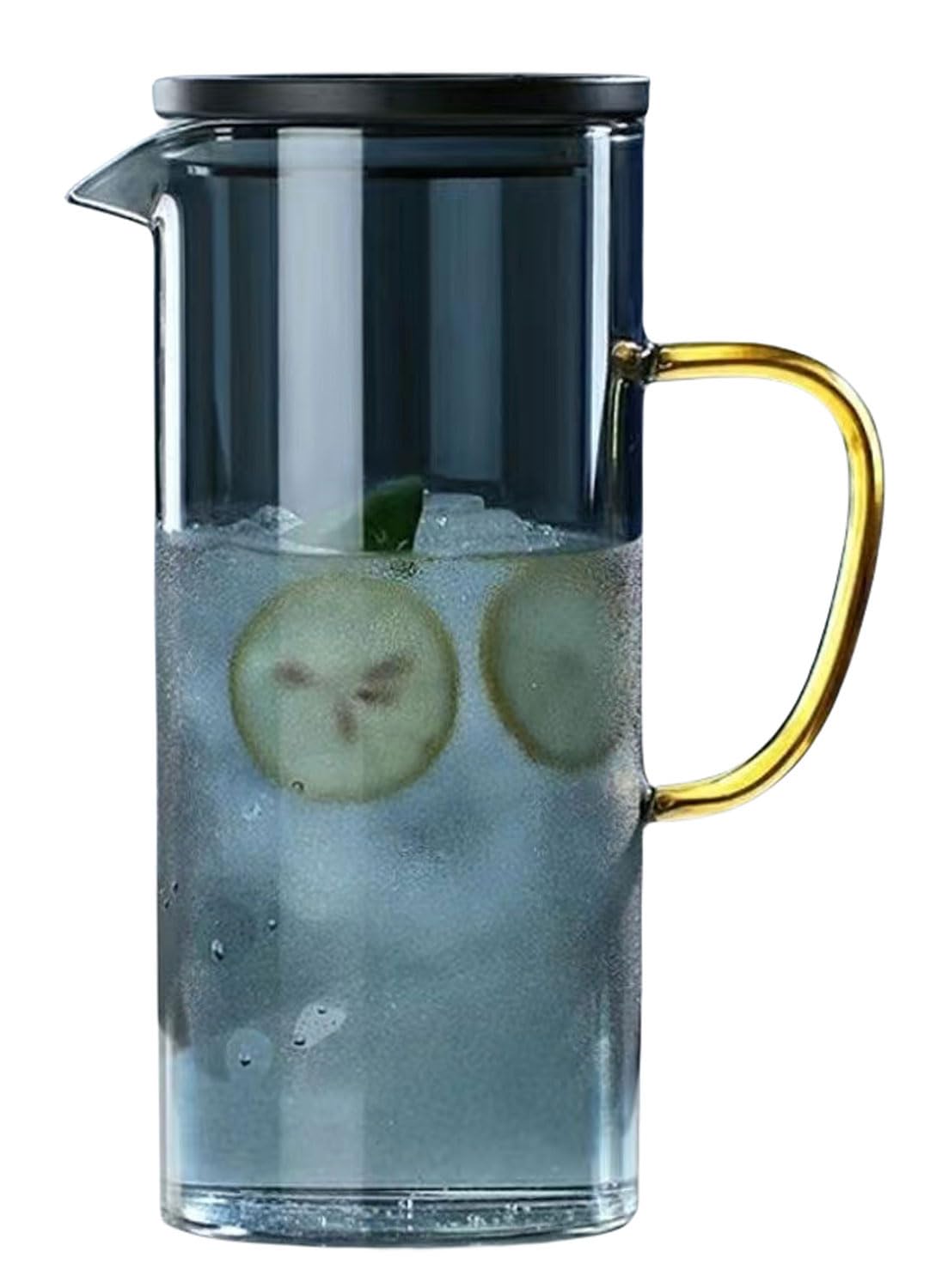 1.5L Glass Pitcher with Lid, Hot/Cold Water Jug, Juice and Iced Tea Beverage Carafe,51oz/1500ml Glass Water Pitcher (1.5L Smokey grey)