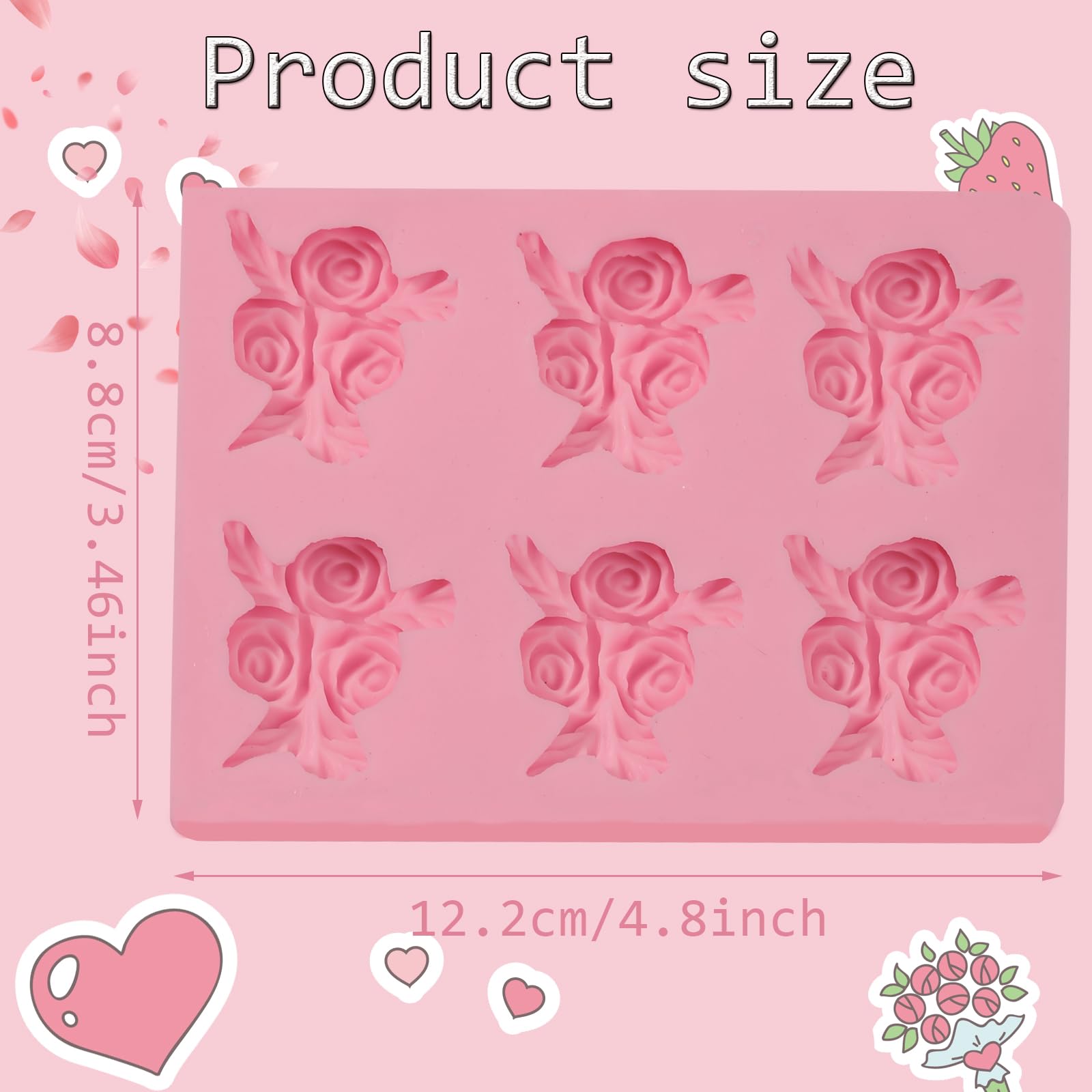 Molde de silicona con 6 cavidades para decoración de pasteles, para bodas, día de San Valentín, fiesta de cumpleaños, aniversario, cupcakes, chocolate, galletas, gelatina, pasta de flores, jabón