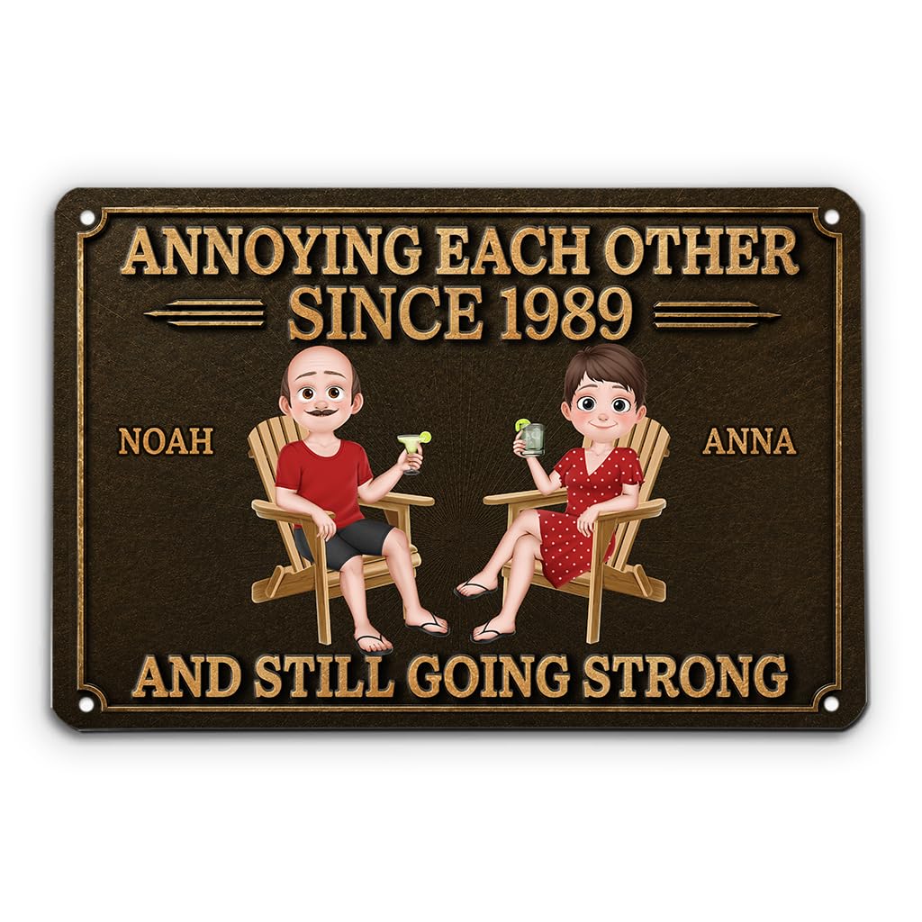 Personal Chic Personalised Metal Sign - Annoying Each Other Since And Still Going Strong Couple - Annoying Each Other Since Plaque, Couple Gifts, Marriage Anniversary, Home Signs Wall Decor (Model #1) — image 1