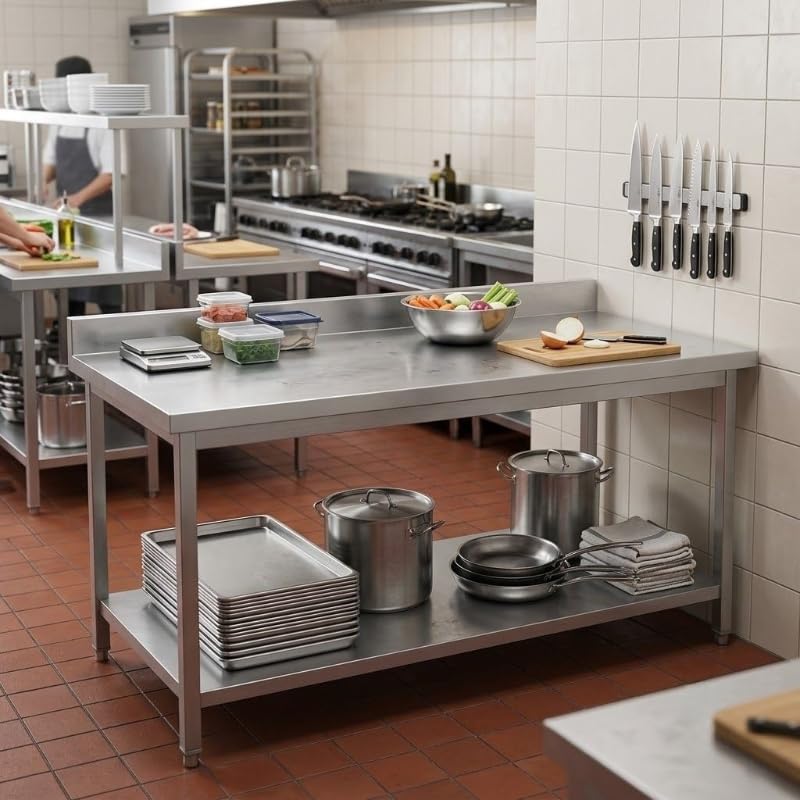 Professional Stainless Steel Table – 2000 x 600 mm with Low Shelf