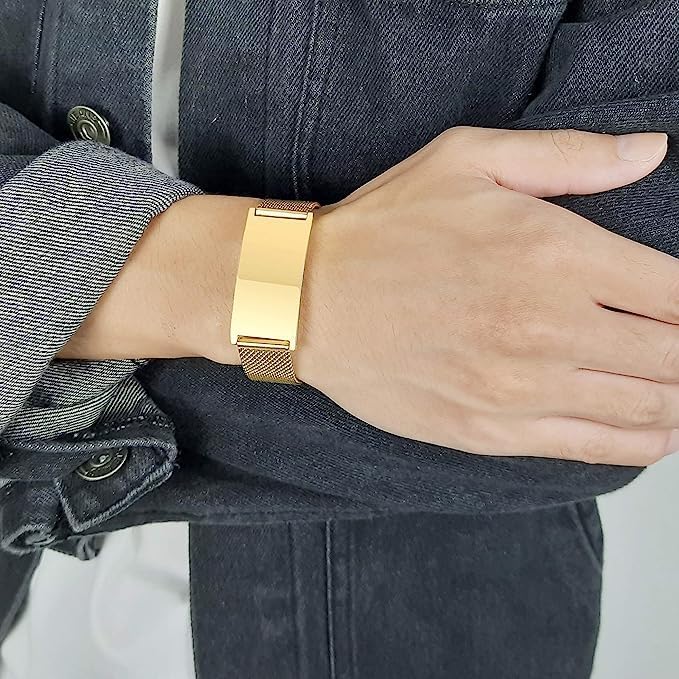 Miniatura 2 de Pulseras personalizadas de alerta médica para hombres, mujeres y niños, grabado gratuito, malla de acero inoxidable ajustable, pulsera de