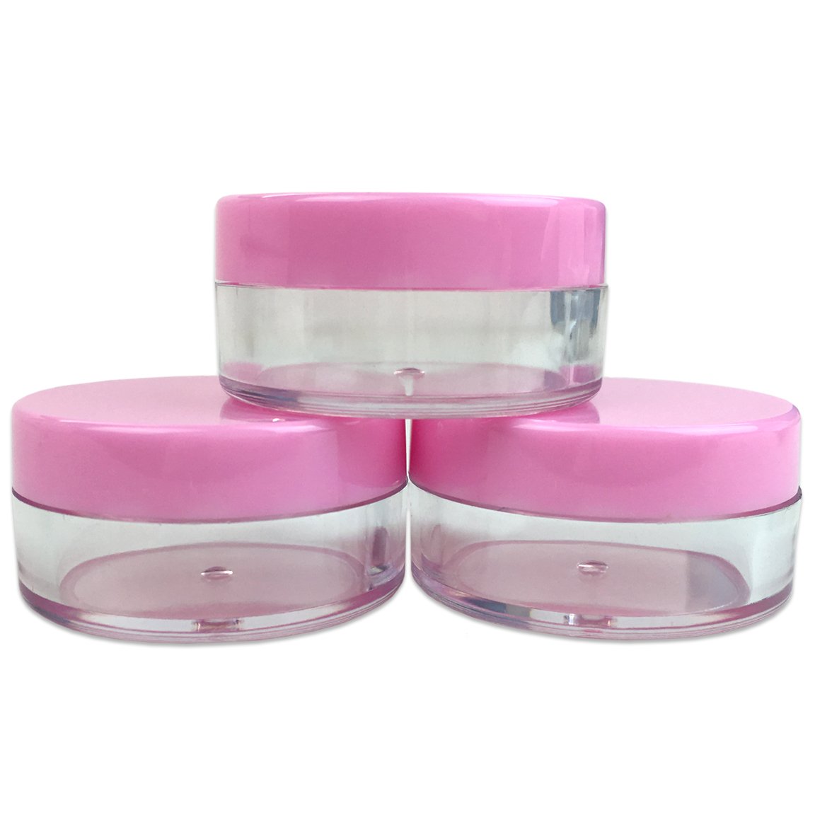 (Quantity: 20 Pieces) Beauticom 10G/10ML Clear Round Jars with Pink Lids for Powdered Eyeshadow, Mineralized Makeup and Cosmetic Samples - BPA Free 3