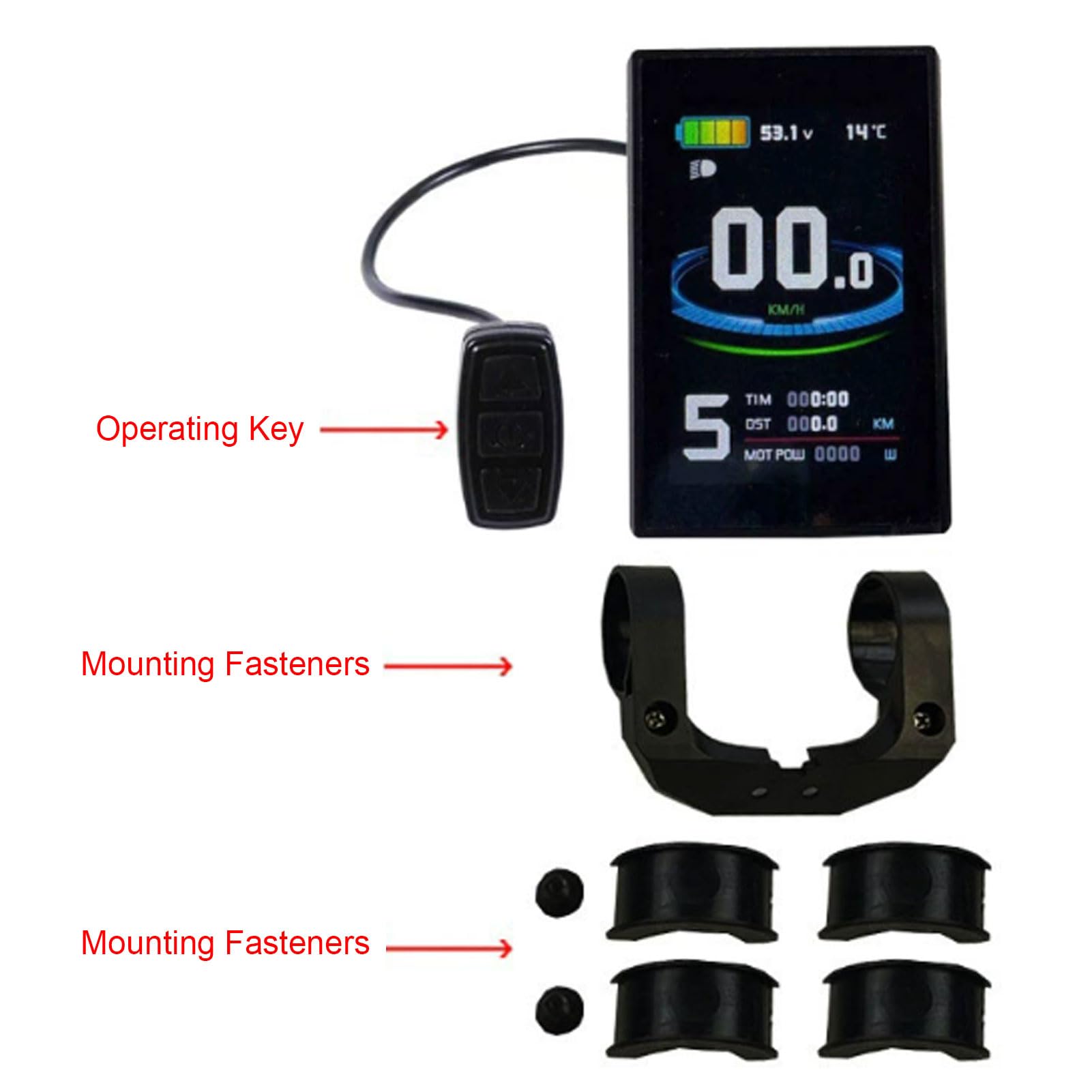 Display LCD per Scooter Elettrico, Pannello di Controllo LCD per Bici Elettrica a Colori ABS, Connettore 24V 36V 48V SM, Pulsanti Esterni, Schermo Trasparente Diurno e Notturno per Pendolari