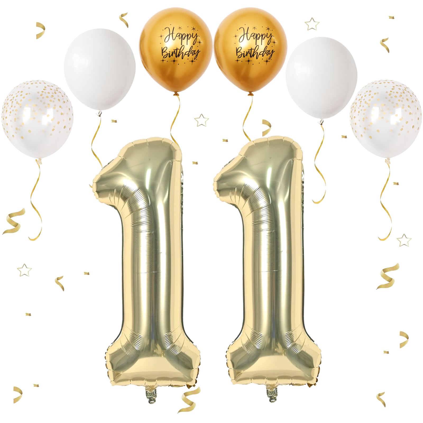 VUCDXOP Champagne Gold Balloon 11, XXL Giant Birthday Balloon 11, 40 Inches - 111 cm Balloon Number Decoration Foil Balloon Numbers 1, Birthday Decoration Anniversary Party Decoration, Flies with — image 1
