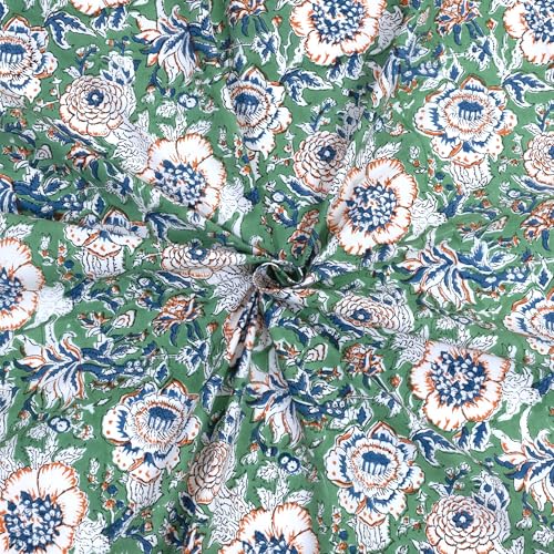 Image of TOAI Hand Block Printed Bedsheet | Bed Sheet Flatsheet| Pure Cotton | Single Bed Size 60 inchx90 inch | 300 TC Long Staple Cotton | 1 Reversible Pillow Cover |Messy Garden