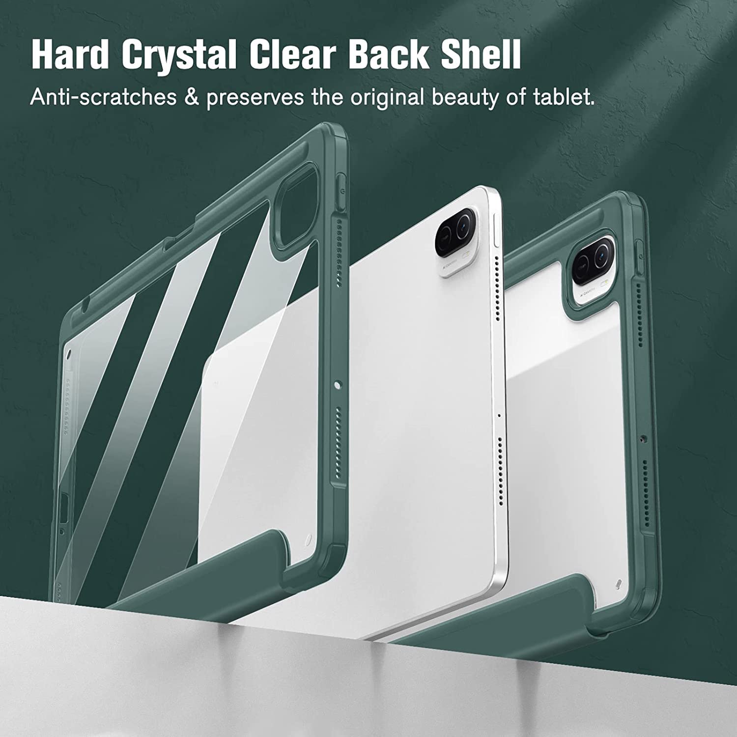 MOCA Case for Xiaomi Pad 5 / Pad 5 11 Pro with Pen Holder,Transparent Hard Shell Back Cover Protective Slim Case for Xiaomi Mi Pad 5 /Pad 5 Pro 11” (Midnight-Green, Xiaomi Pad 5 11 Inch) — Amazon image 6