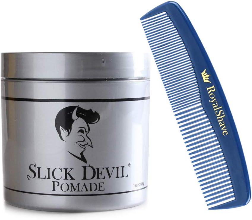 Slick Devil Pomade, Medium Hold (4 oz.) + RoyalShave Unbreakable Comb Set!