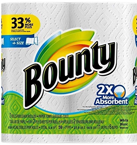 Bounty Select-a-Size 2 x More Absorbent Paper Towels,11 x 5.9-Inches PLY SHEETS,White (PACK OF 2) - //coolthings.us