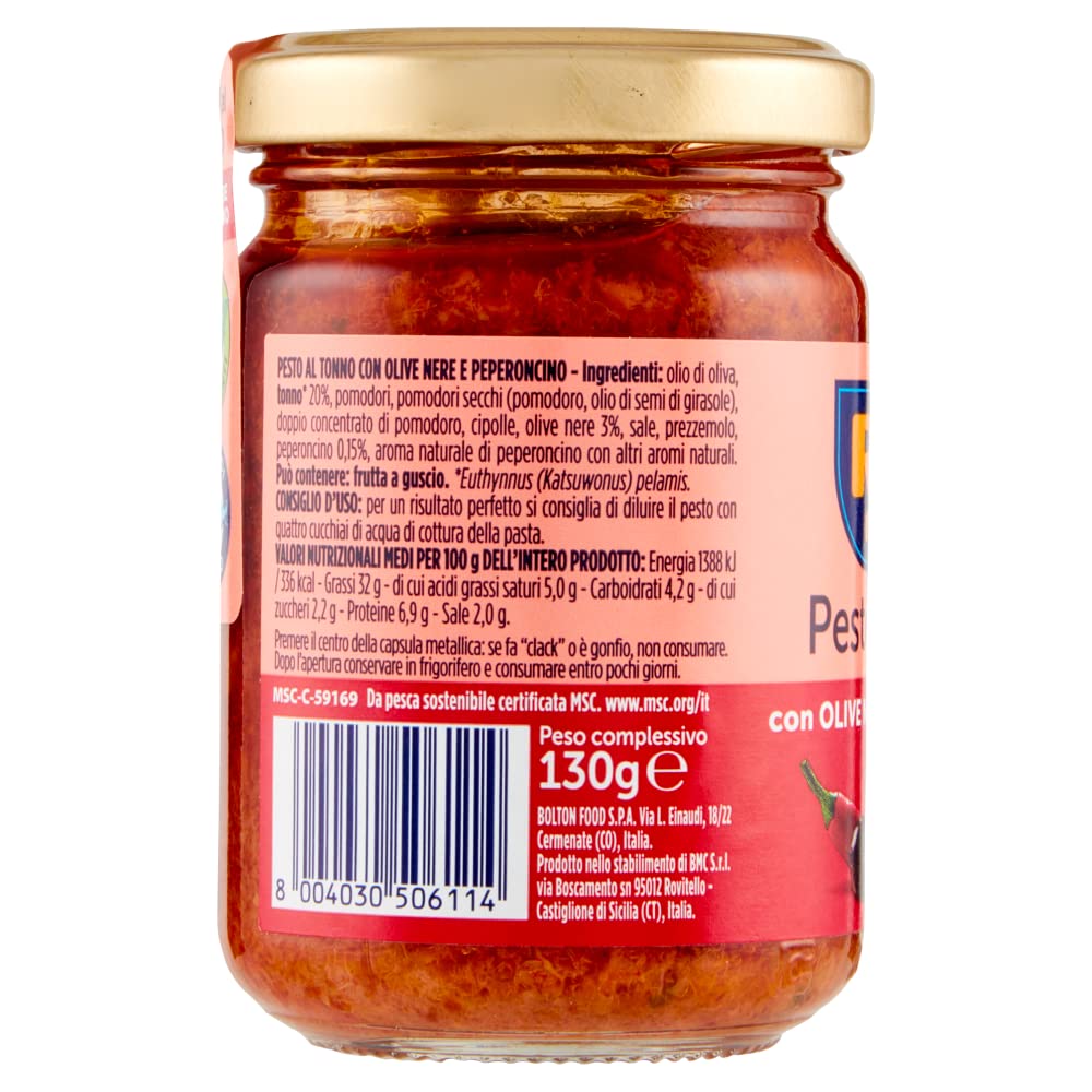 Rio Mare Pesto al Tonno con Olive Nere e Peperoncino pesto thon avec olives noires et piment 130 g