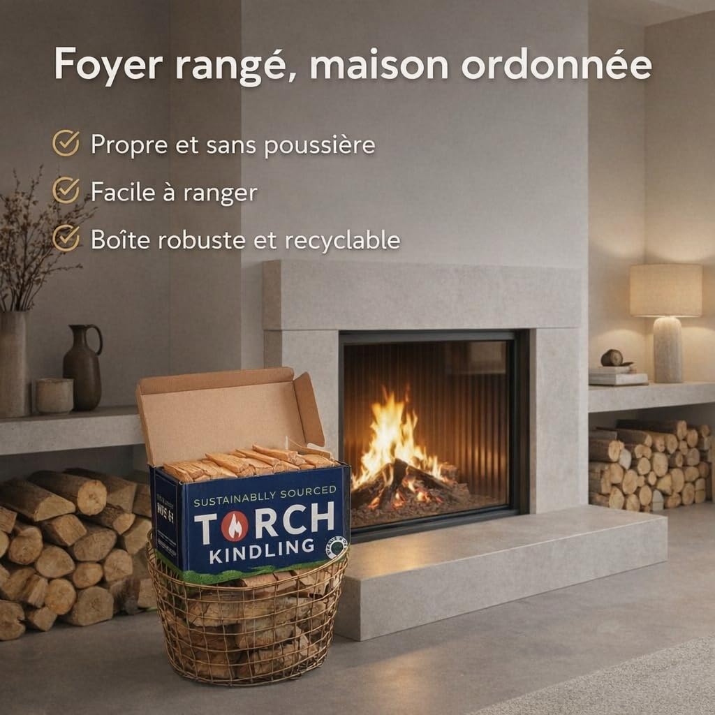 Torch Kindling – Allume-feu Naturel séché au Four pour poêle à Bois, feu Ouvert, Barbecue, Four à Pizza, cheminée, Barbecue, brasero – Bâtons de Bois de Chauffage de 2,5 kg pour Allumer Le Charbon de - 5