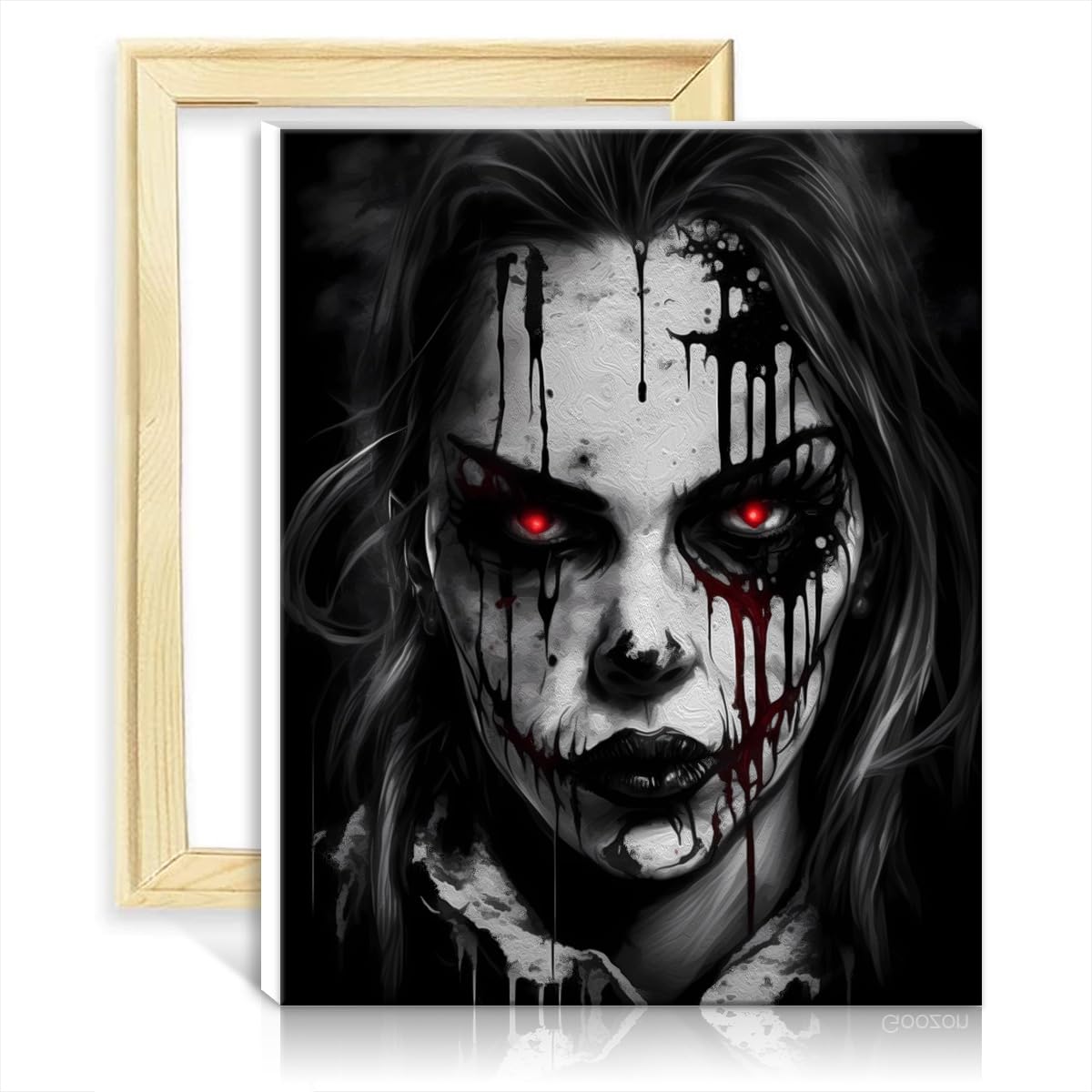 TANGFEIY Canvas Drawing Paintwork Kit Horror Adult DIY Oil Painting with Brushes and Acrylic Pigment Art Paint by Number for Adults with Frame(30x40cm) โ image 1