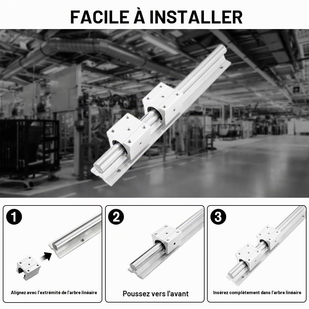 4 Pièces Bloc Linéaire de Glissière à Roulement SBR12UU Roulement à Billes Linéaire Bloc Coulissant en Aluminium pour CNC, Imprimante 3D et Machine de Gravure