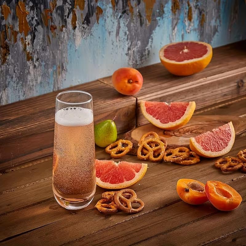 Image of PrimeWorld Stemless Champagne Glasses Set of 6 - 300ml | Crystal Flute Glass Cups for Champagne, Cocktails & Sparkling Wine | Elegant Drinkware for Parties, Weddings & All Occasions