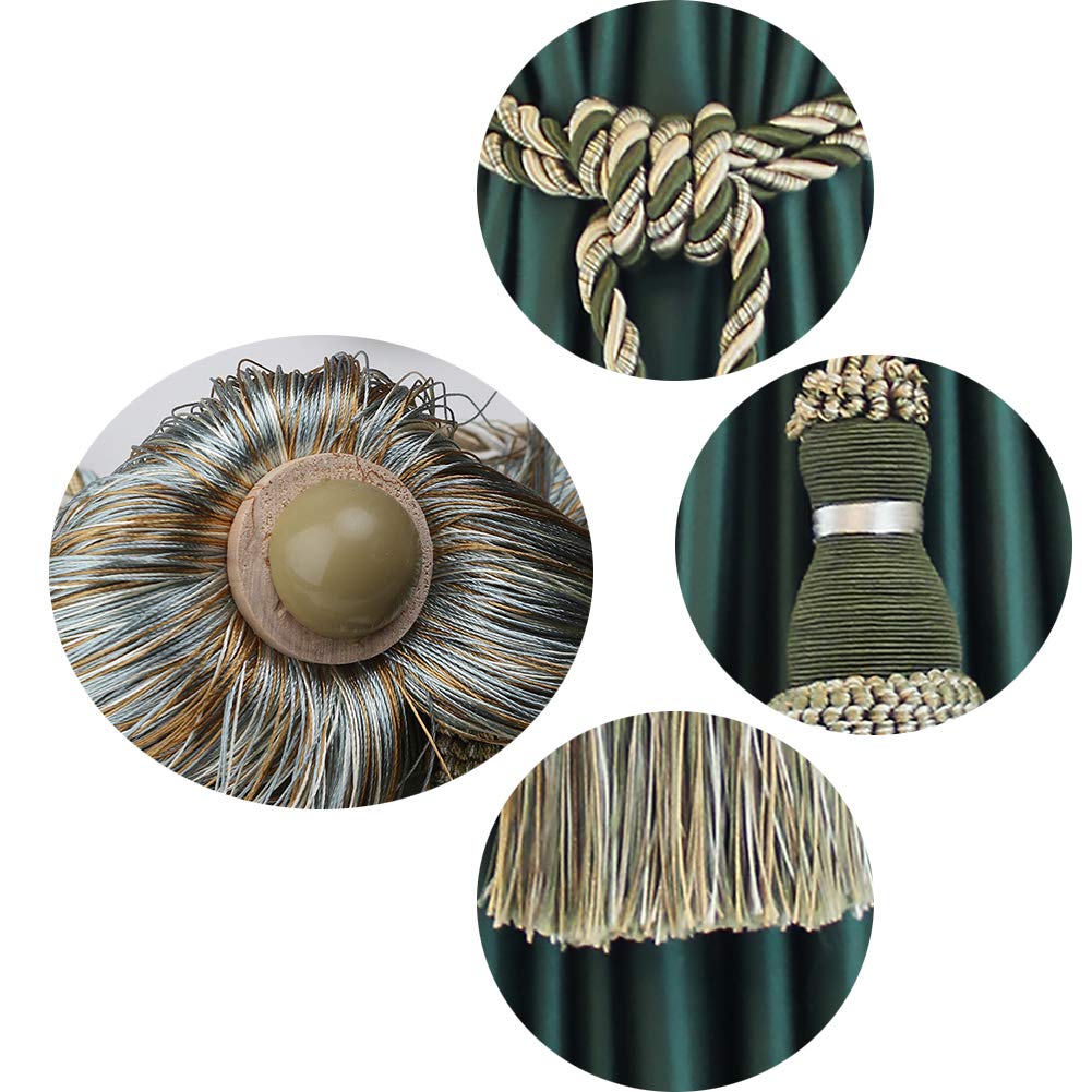 Bel Avenir Embrasses décoratives avec pompons faites à la main pour rideaux (Vert, 4)