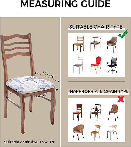 Miniatura 3 de Juego de 6 fundas de asiento de playa de verano azules para sillas de comedor, fundas de asiento de silla de oficina, fundas de cojín para silla de