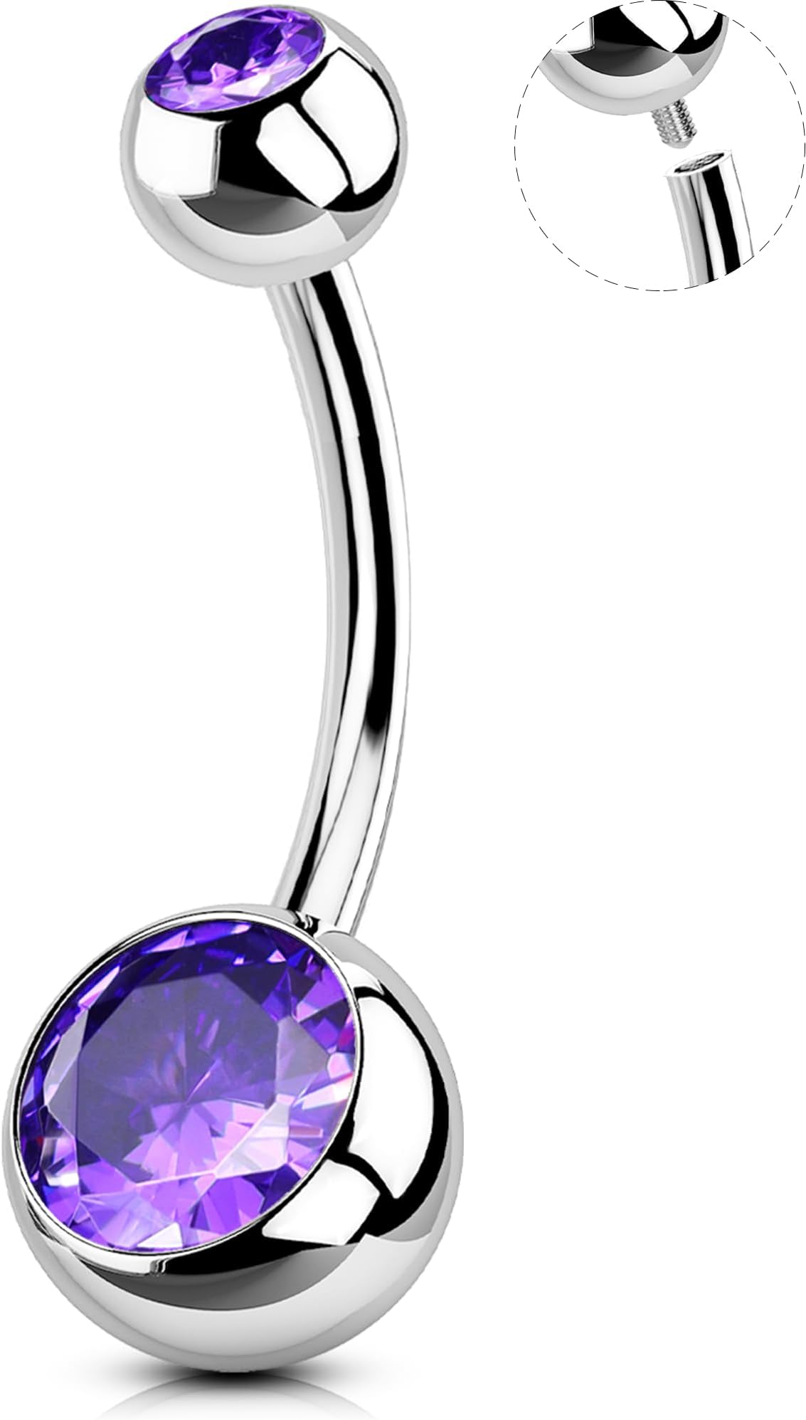 OUFER Belly Button Rings Surgical Stee, Internally Threaded Belly Rings, 14G Belly Piercing Jewelry, Belly Button Rings, Navel Piercing Jewelry For Women Men