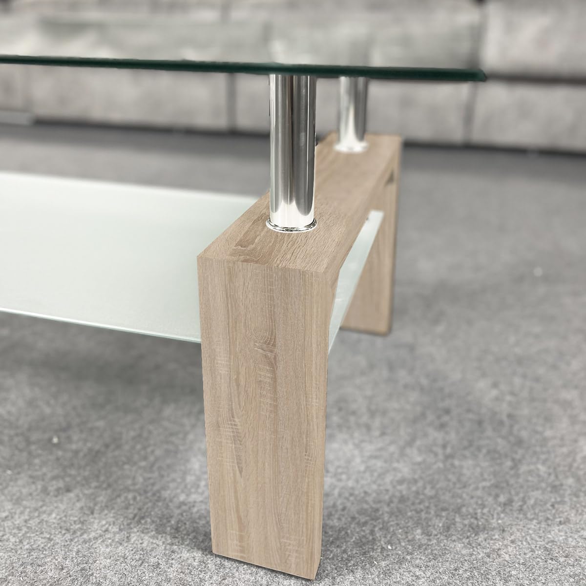 Somnia Descanso - Mesa de Centro de Cristal, Mesita de Salón o Comedor, Modelo Öland, Acabado en Color Cambria, Medidas: 110 cm (Ancho) x 55 cm (Fondo) x 45 cm (Alto)