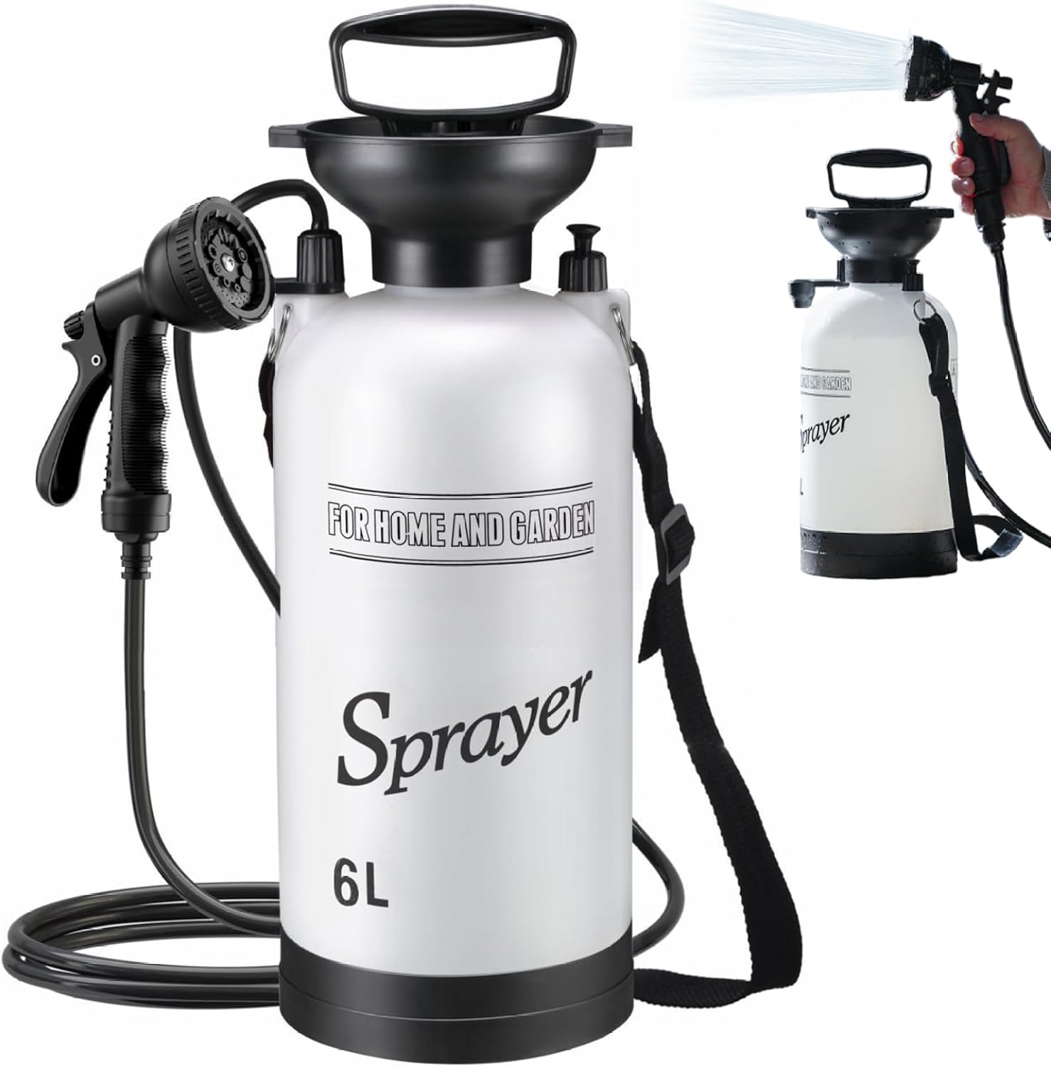 Portable Camping Shower, 6L Portable Shower with 10 Modes Sprayer Head and 9.84ft Hose for Garden Picnic Hiking Beach Car Cleaning..