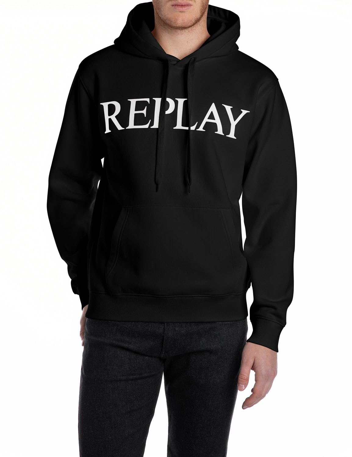 Replay Men's M3104 Hooded Sweatshirt, 098 Black, L