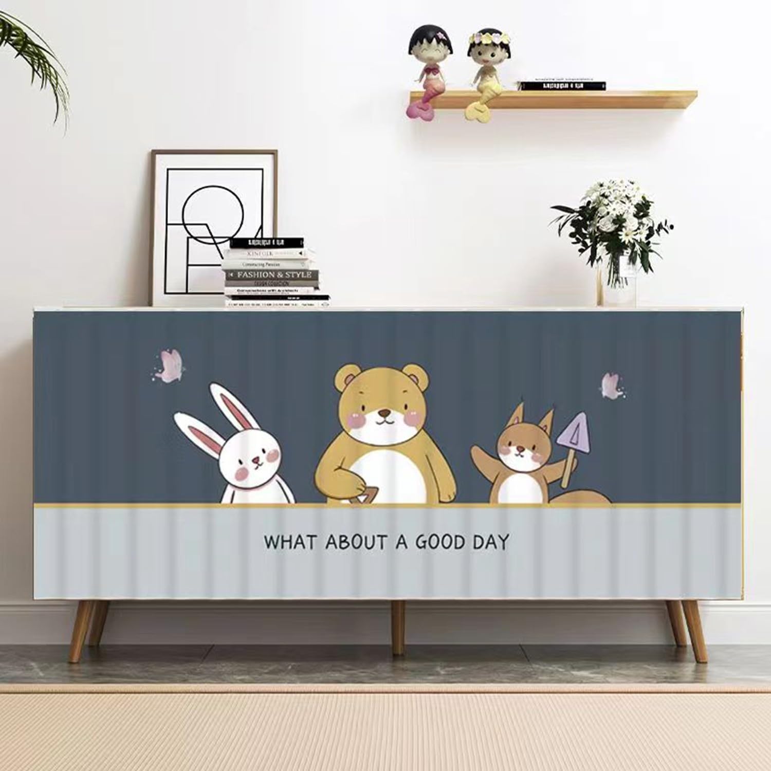 BLUEZY Kitchen Curtain under the Sink, Kitchen Curtain, Curtain Dustproof for Storage Cabinets, Privacy Protected, Dustproof for Shoe Cabinets, Cabinets, Bookcase, Shelf A13,W140*H70cm