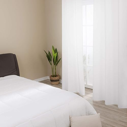 Miniatura 3 de Deconovo Cortinas blancas para oscurecer la habitación, 50% reducción de luz, para sala de estar, 38 x 84 pulgadas, 2 paneles de cortina, blanco puro