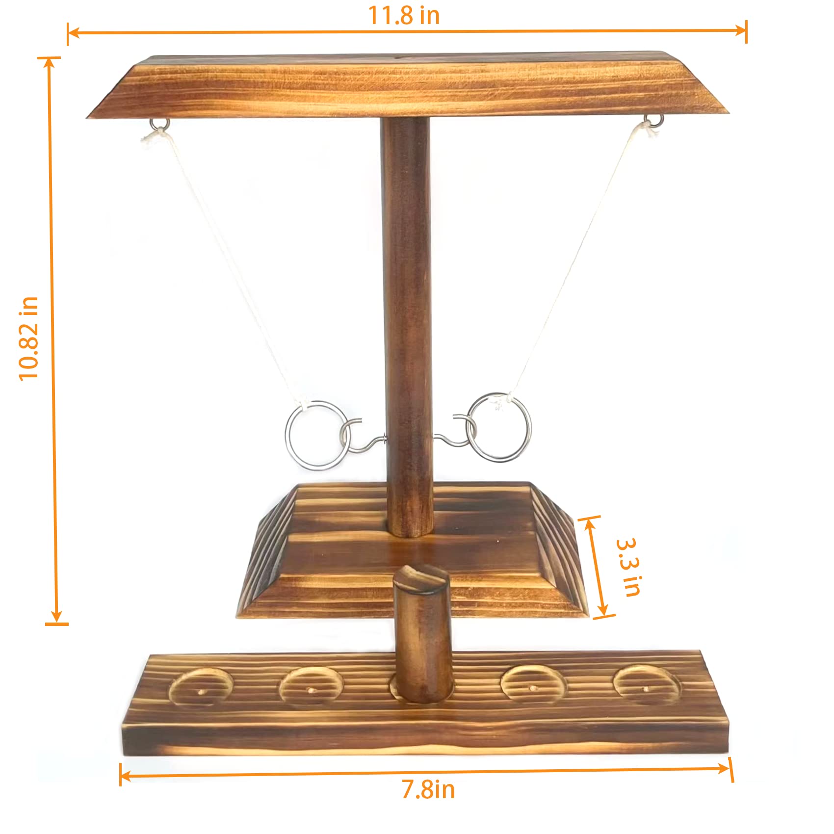 Dippyy Ring Toss Game for Adults - Craggy Games Hooks Ring Toss, Wooden Hook and Ring Game On a String, 2 Player Battle Ring Hook Game, Table Top Ring Swing Game for Outdoor, Party, Bar
