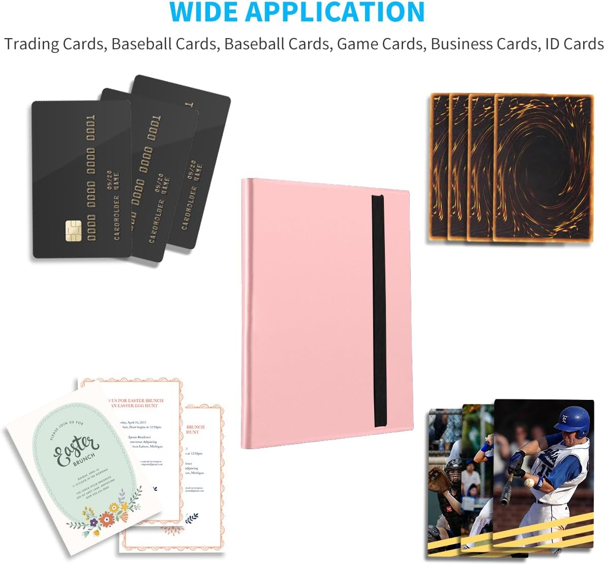Card Binder, 360 Pockets Upgraded Trading Card Binders, Cards Collection Binder 9 Pocket, Side Loading Yugioh Binder Book Holder for MTG, TCG, Sport, Football, Baseball Collector Cards - Pink
