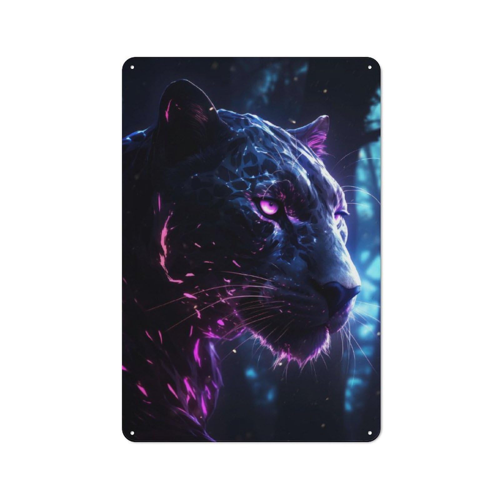 Junmoney Panther Glowing Retro Tin Wall Plaque 30X20cm For Studio Or Craft Room, Winter Wall Decor For Creative-Space Collectors