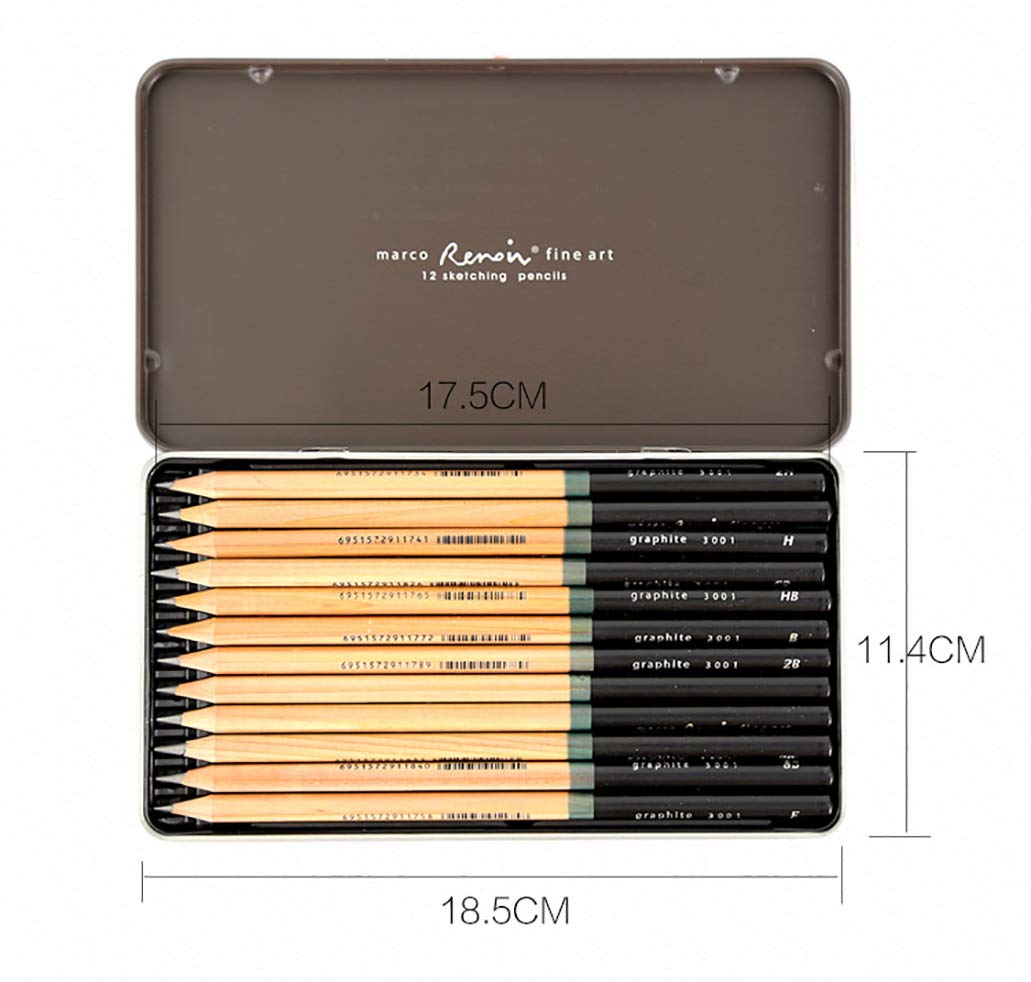 Bleistift Zeichnen Skizzieren Bleistift Kunstbedarf 12 Stück Künstler Ebene (Eisen-Box-Set)