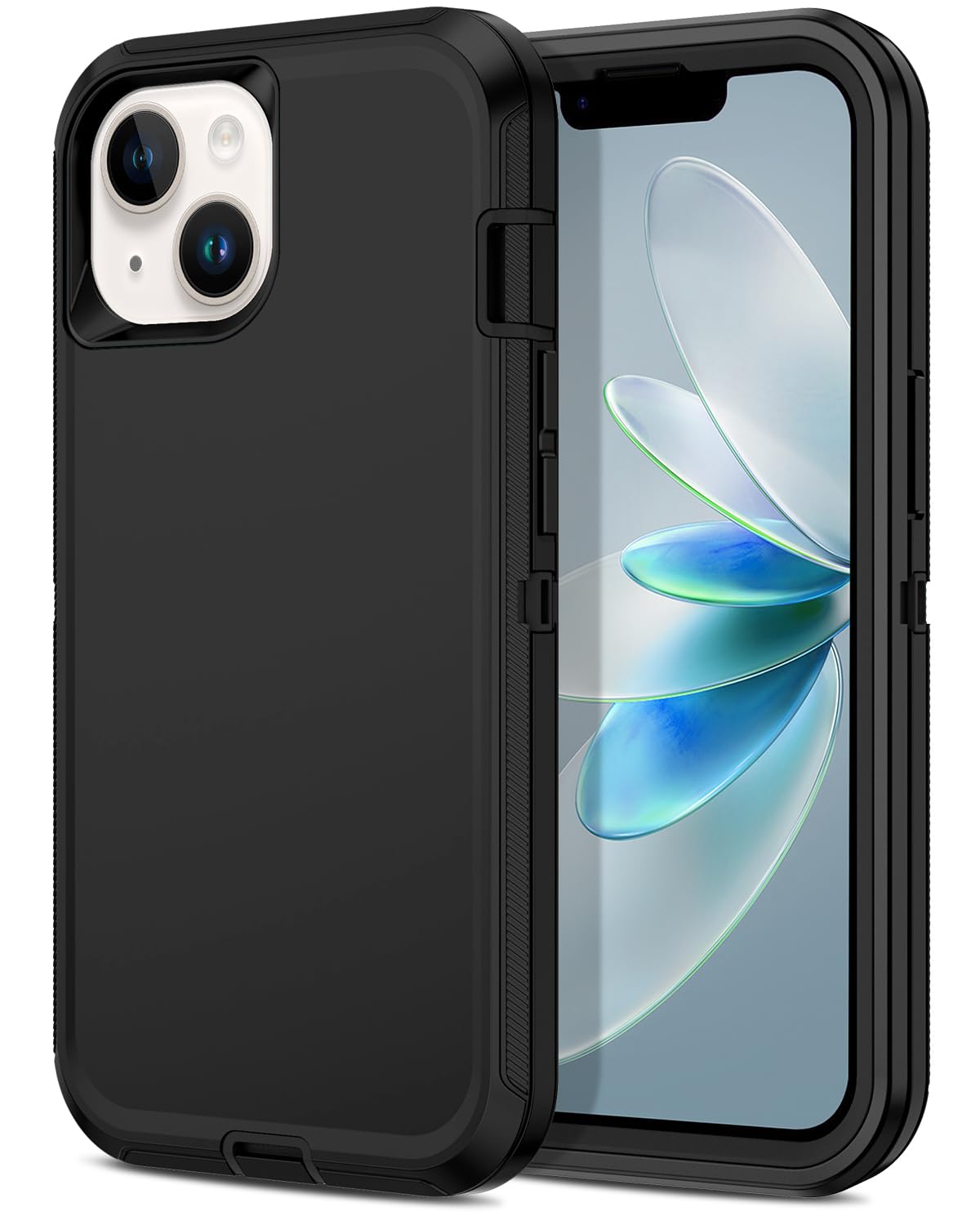 Hucasok Compatible with iPhone 14 Case Shockproof Rugged Full Body Protection Heavy Duty Dust/Drop Proof 3-Layer Durable Cover Case for Apple iPhone 14 Case 6.1 inch 2022,Black