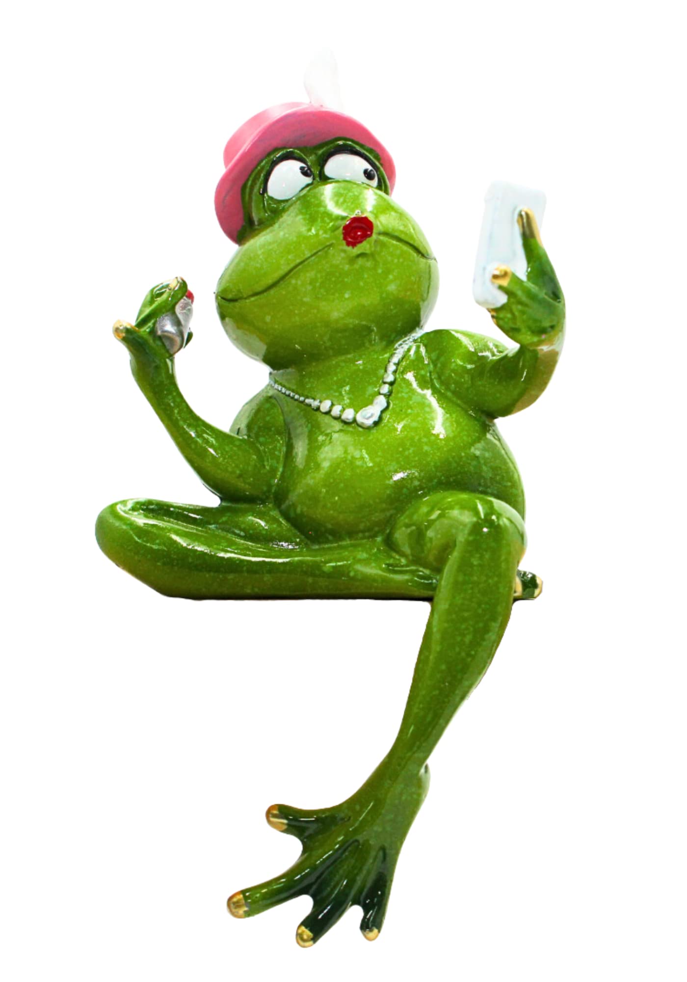 Tirelire En Céramique Forme Grenouille Avec Couronne - Roi Grenouille - Dimensions ~9x10x11 Cm - Avec Fermoir à Clé