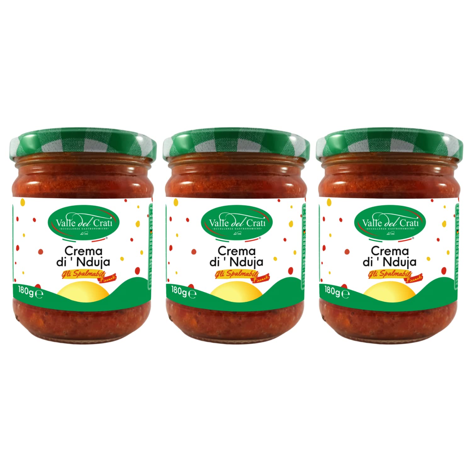 Crema Nduja Picante Calabrese, Salami Untable Y Cremoso, Crema Artesanal Made In Italy Con Pimientos Picantes En Aceite De Oliva, 3 Tarros De 180gr