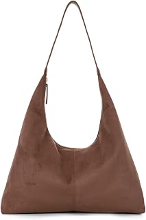 Slouchy Shoulder Bag for Women Faux Suede Crescent Handbag Tote Large Hobo Satchel Bag for Fall Winter
