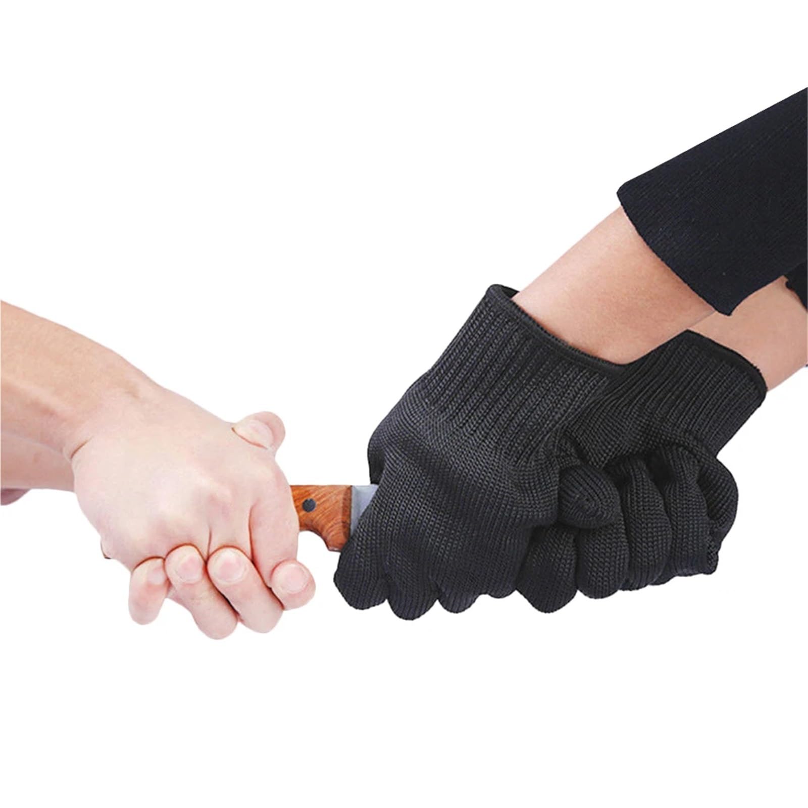 Gants anti-coupures, S de sécurité en maille métallique noire (1 paire), anti-coupures et résistants à l'usure,la boucherie, le jardinage l'autodéfense(L)
