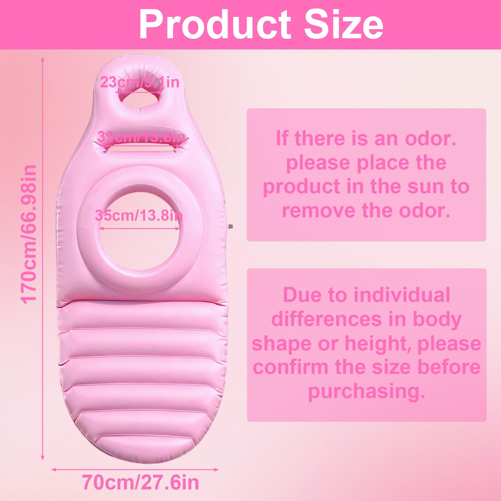 Luftmatratze Schwangere, Aufblasbares Schwangerschaftskissen mit Loch, Beflockte PVC Bauchliegematte, Rosa