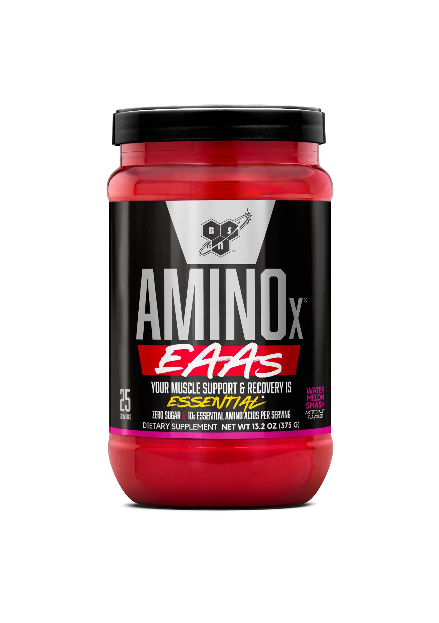 BSN Amino X EAAs, Muscle Recovery & Endurance, 10g Essential Amino Acids, 5g BCAAs, Zero Sugar, Caffeine Free, Watermelon Splash, 13.2oz, 25 Servings