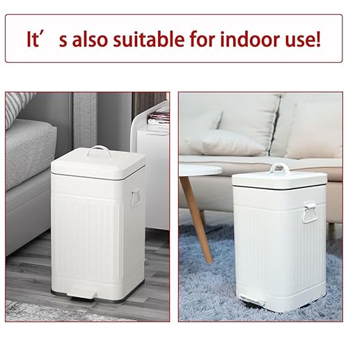 Miniatura 6 de Umtiti Cubo de basura para excrementos de perro con tapa para exteriores, cubo de basura de 12 litros con 200 bolsas de plástico blancas, contenedor