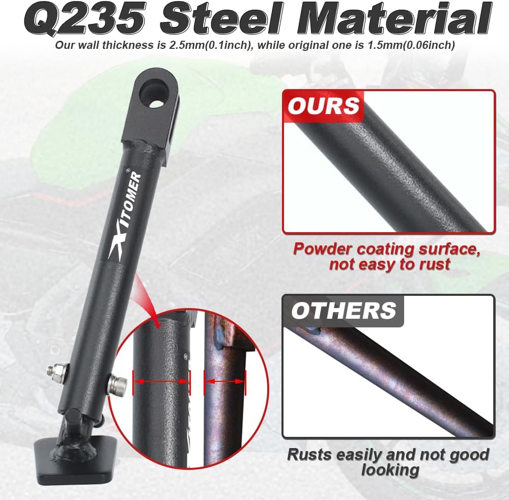 Xitomer 0-3'' Adjustable Kickstand Fit for Ninja 650 / ABS Z650 2020-2026 & Z650RS 2022-2026 Adjustable Motorcycle Stand Side Stand