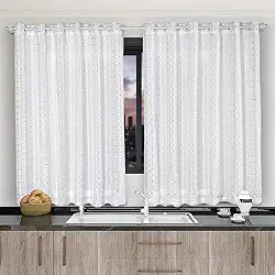 Cortina Cozinha Xadrez Branco 2,00x1,20 Forro Microfibra