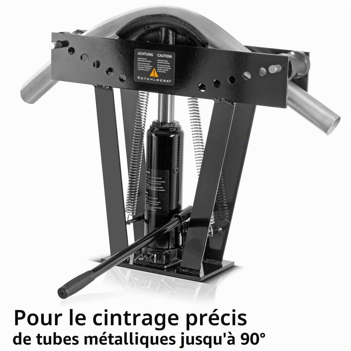 STAHLWERK Machine à cintrer des tuyaux jusqu'à 90° avec une force de presse hydraulique de 12 t | Cintreuse de tuyaux | Machine à cintrer | Appareil à cintrer avec 6 matrices pour le cintrage de