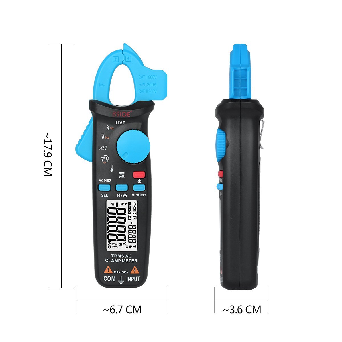 Cyfrowy miernik zaciskowy ACM82 Auto Range True RMS Aktualny test HZ Temp Temp Ohm UF V-Alert Live Check with Clip Pocket, Dokładne odczyty
