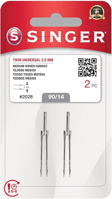 AGULHA DOMESTICA DUPLA PARA PONTOS PARALELOS 2mm TAM. 14 BLISTER C/02